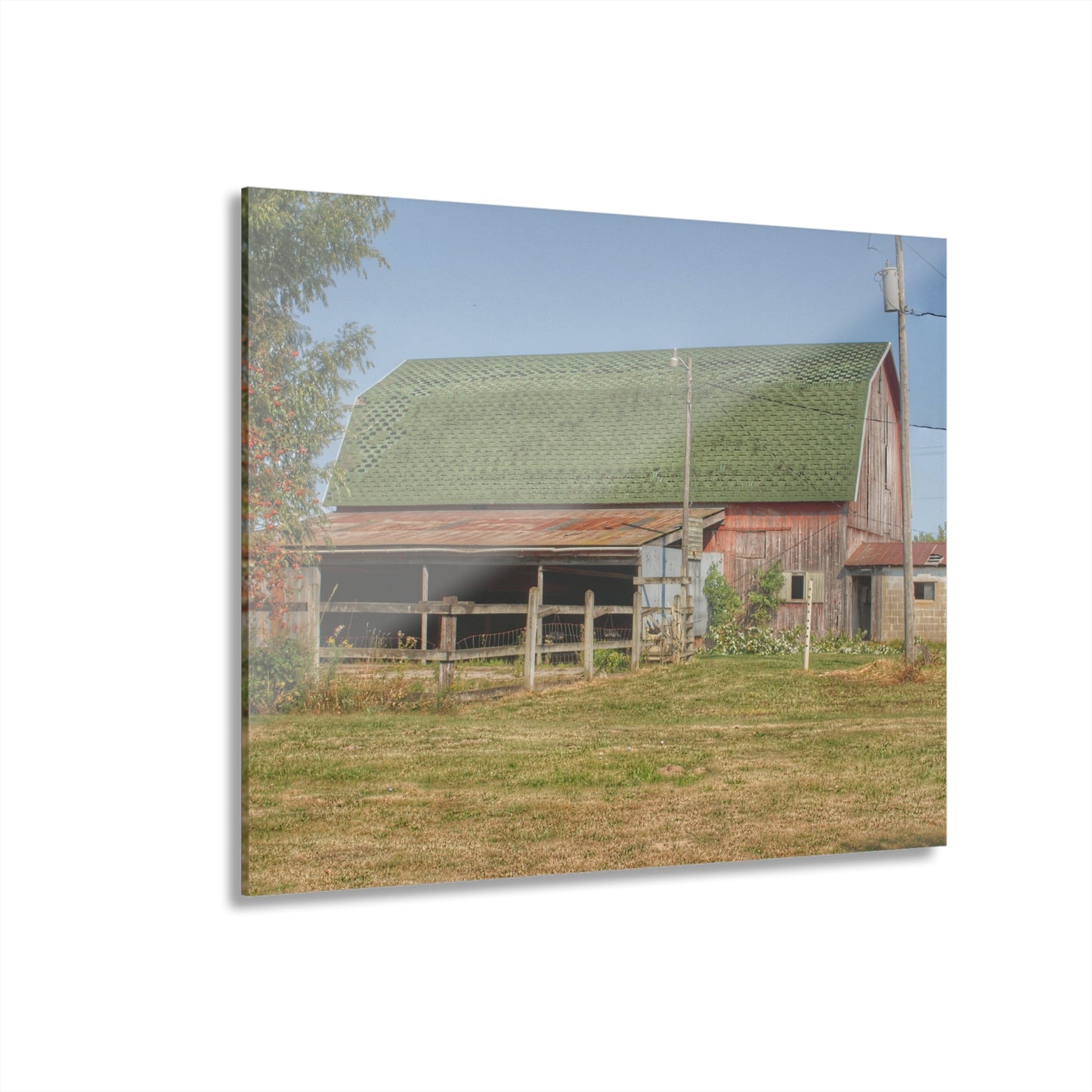 U R There Photography Farrand Road Red with Corral Rustic Farmhouse Acrylic Wall Print