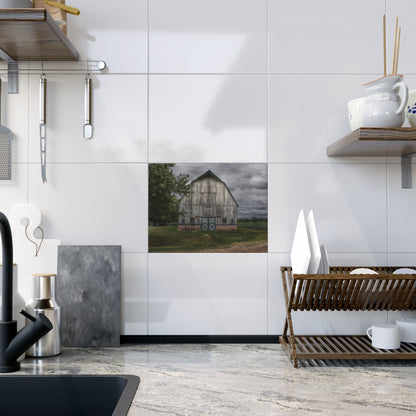 U R There Photography Bristol Road White I Rustic Farmhouse Decorative Ceramic Tile 6" × 8" Glossy