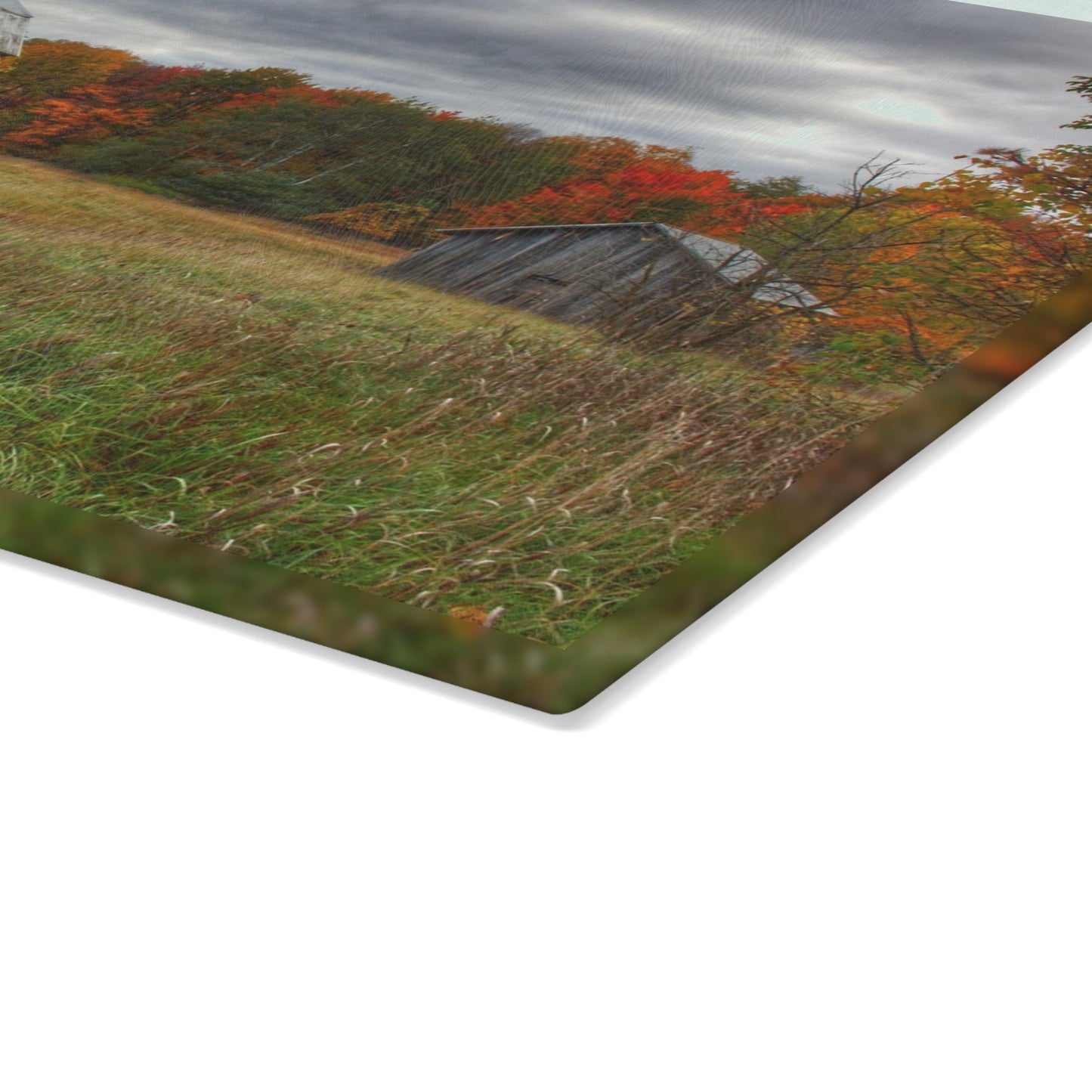 U R There Photography Church Road Grey and Little Grey Rustic Farmhouse Tempered-Glass Cutting Board