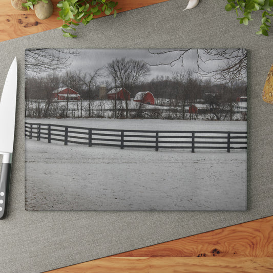 U R There Photography Barns of Barber Road II Rustic Farmhouse Tempered-Glass Cutting Board
