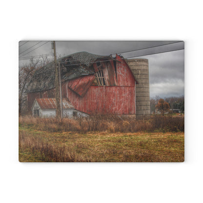 U R There Photography German Road Forgotten Red I Rustic Farmhouse Tempered-Glass Cutting Board