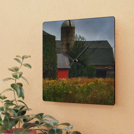 U R There Photography Silo of Otisville Rustic Farmhouse Acrylic Analog Wall Clock