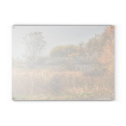 U R There Photography Hill Road Roadside Greys Rustic Farmhouse Tempered-Glass Cutting Board
