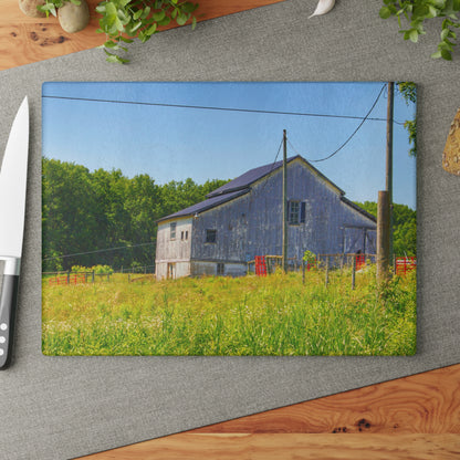 U R There Photography Greenwood Road Whitewash Grey Rustic Farmhouse Tempered-Glass Cutting Board