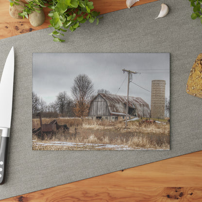 U R There Photography Norway Lake Road Grey Rustic Farmhouse Tempered-Glass Cutting Board