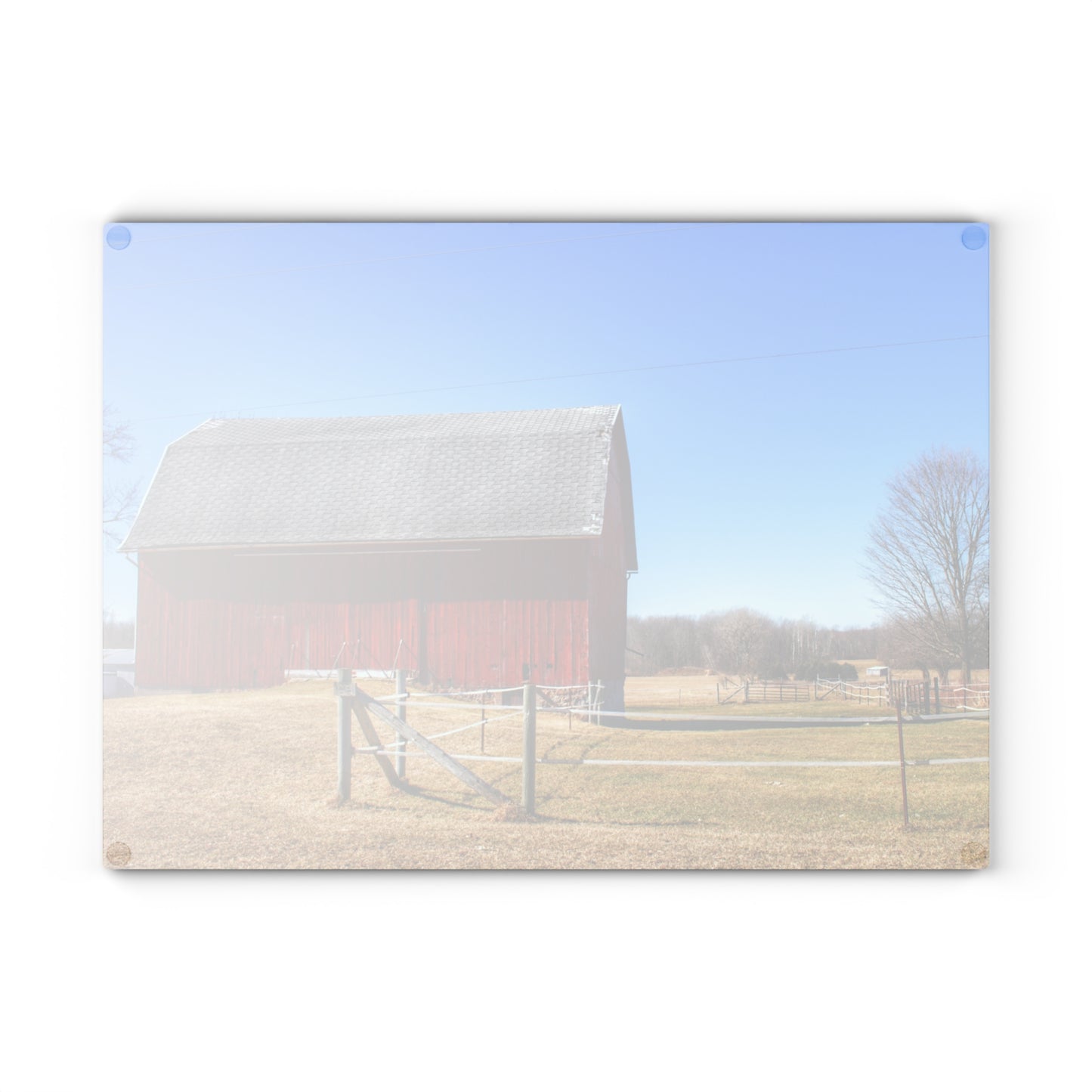 U R There Photography Phillips Road Red Rustic Farmhouse Tempered-Glass Cutting Board