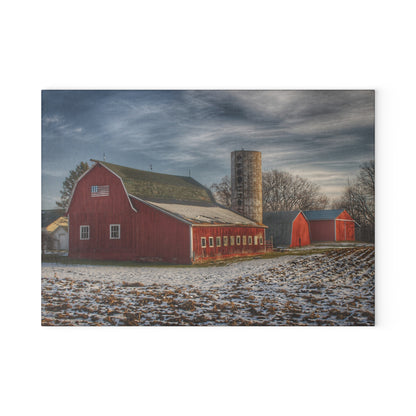 U R There Photography Mitchell Lake Road Red Rustic Farmhouse Tempered-Glass Cutting Board