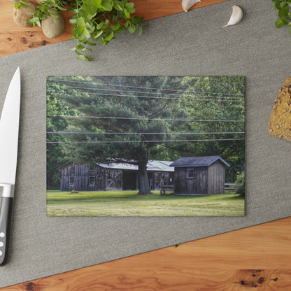 U R There Photography Leonard Road Roadside Greys Rustic Farmhouse Tempered-Glass Cutting Board