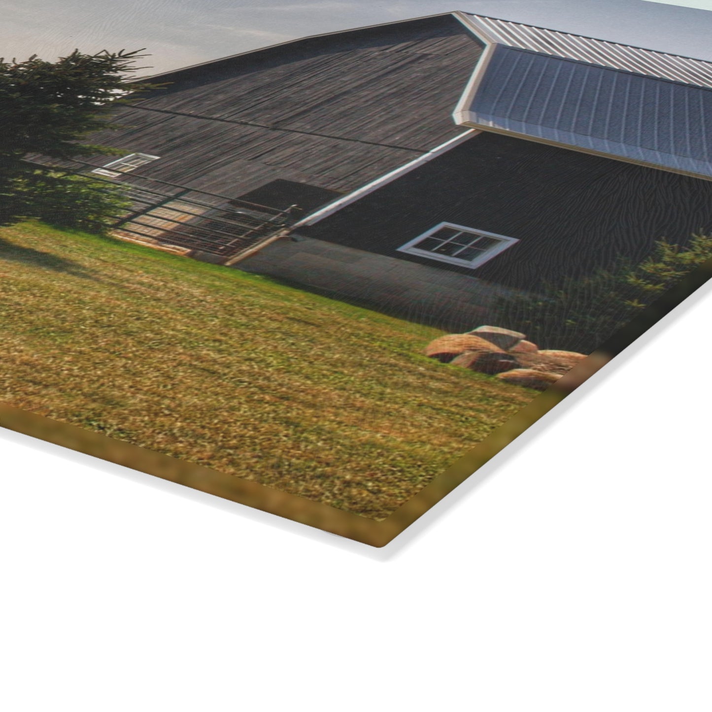 U R There Photography Black Haybarn Rustic Farmhouse Tempered-Glass Cutting Board