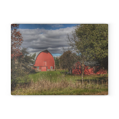 U R There Photography Genesee Road Red III Rustic Farmhouse Tempered-Glass Cutting Board