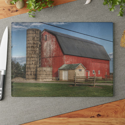 Barn Boutique Rustic Tempered-Glass Cutting Board| Brown City Lincoln Street Red