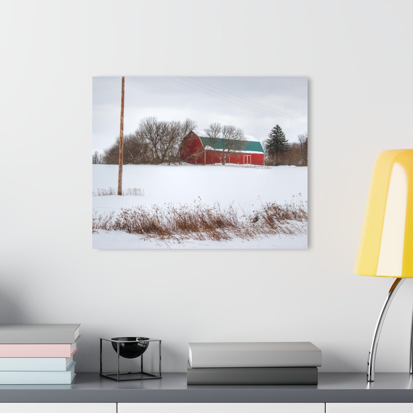 U R There Photography Five Lakes Hidden Red Rustic Farmhouse Acrylic Wall Print