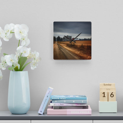 U R There Photography Across the Field on Daley Road Rustic Farmhouse Acrylic Analog Wall Clock