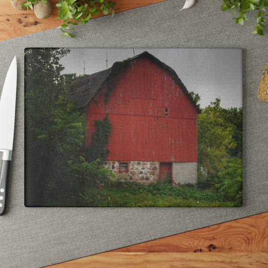 U R There Photography Brown Road Hidden Red I Rustic Farmhouse Tempered-Glass Cutting Board