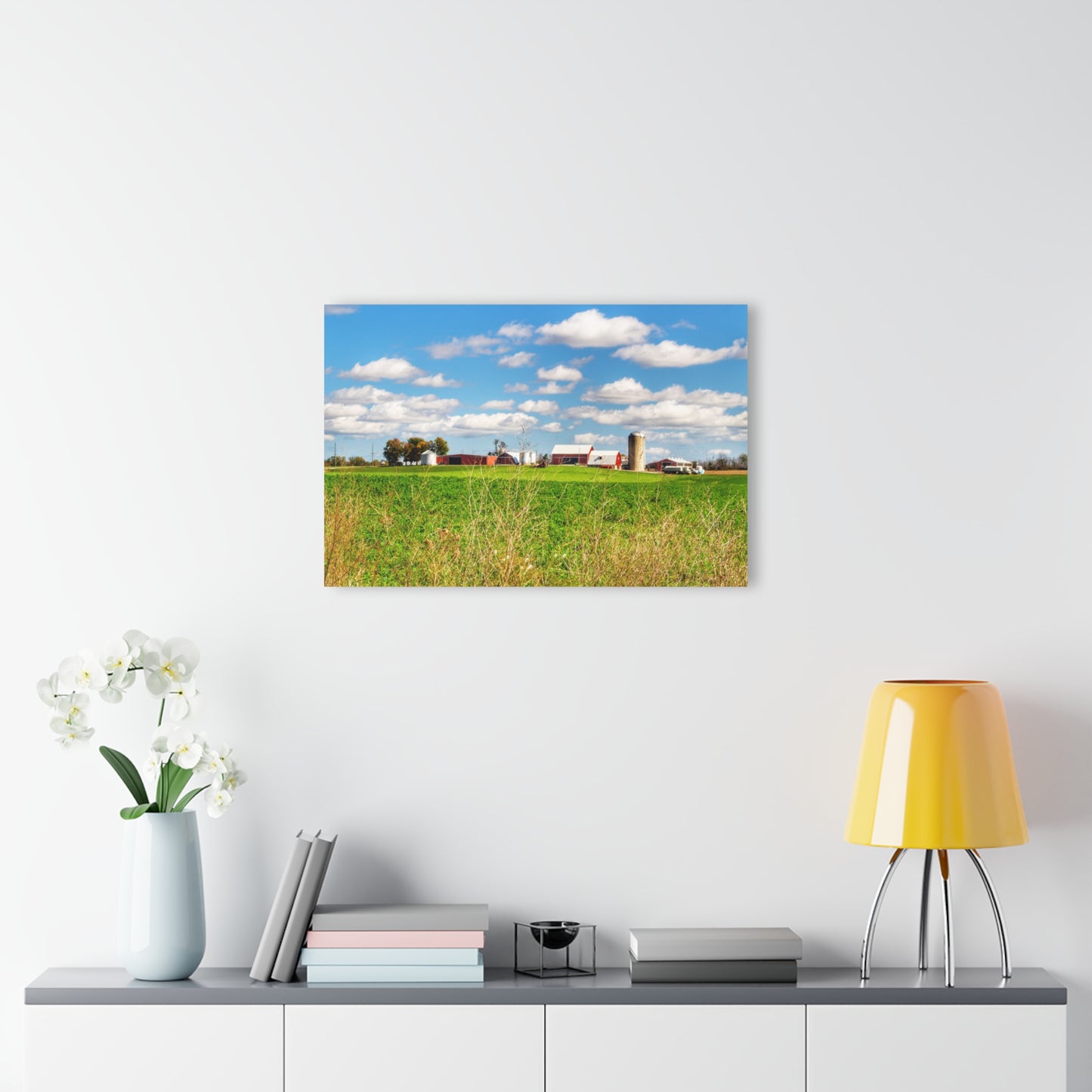 U R There Photography Pattison Road Farm Across the Field II Rustic Farmhouse Acrylic Wall Print