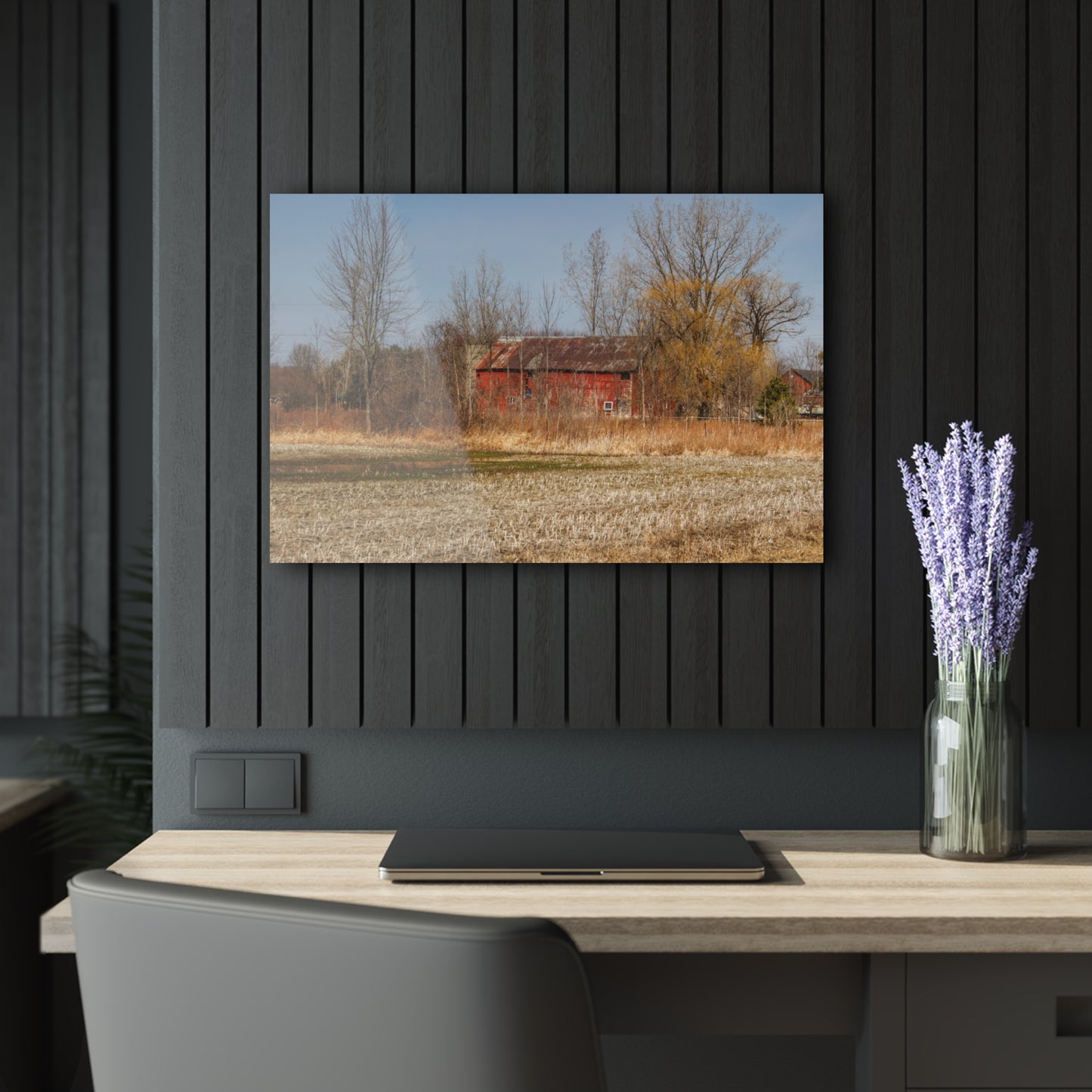 U R There Photography Hidden Scotch Settlement Red Rustic Farmhouse Acrylic Wall Print