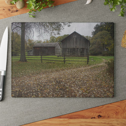 U R There Photography Wilder Road Greys II Rustic Farmhouse Tempered-Glass Cutting Board