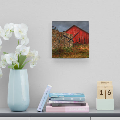 U R There Photography Stanley Road Ruins Rustic Farmhouse Acrylic Analog Wall Clock