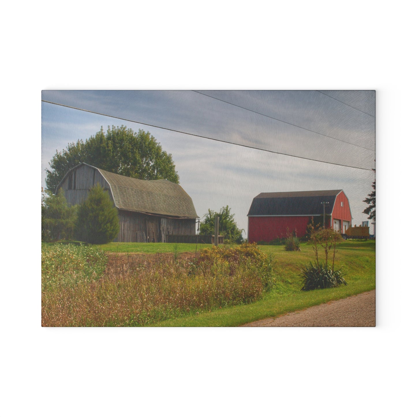 U R There Photography Schott Road Generations Rustic Farmhouse Tempered-Glass Cutting Board