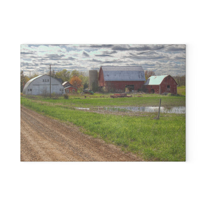 U R There Photography McDowell Road Reds II Rustic Farmhouse Tempered-Glass Cutting Board