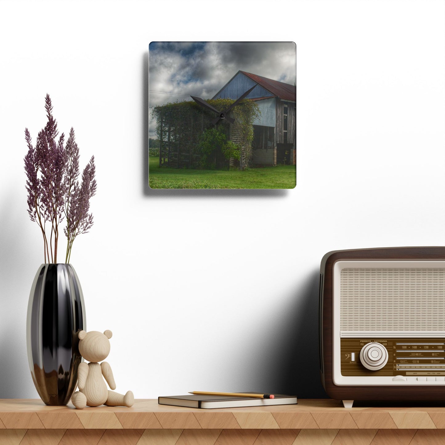 U R There Photography Pergola Barn Rustic Farmhouse Acrylic Analog Wall Clock