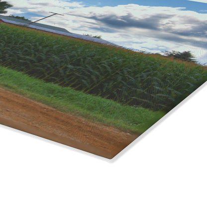 U R There Photography East Brown Road Red Rustic Farmhouse Tempered-Glass Cutting Board