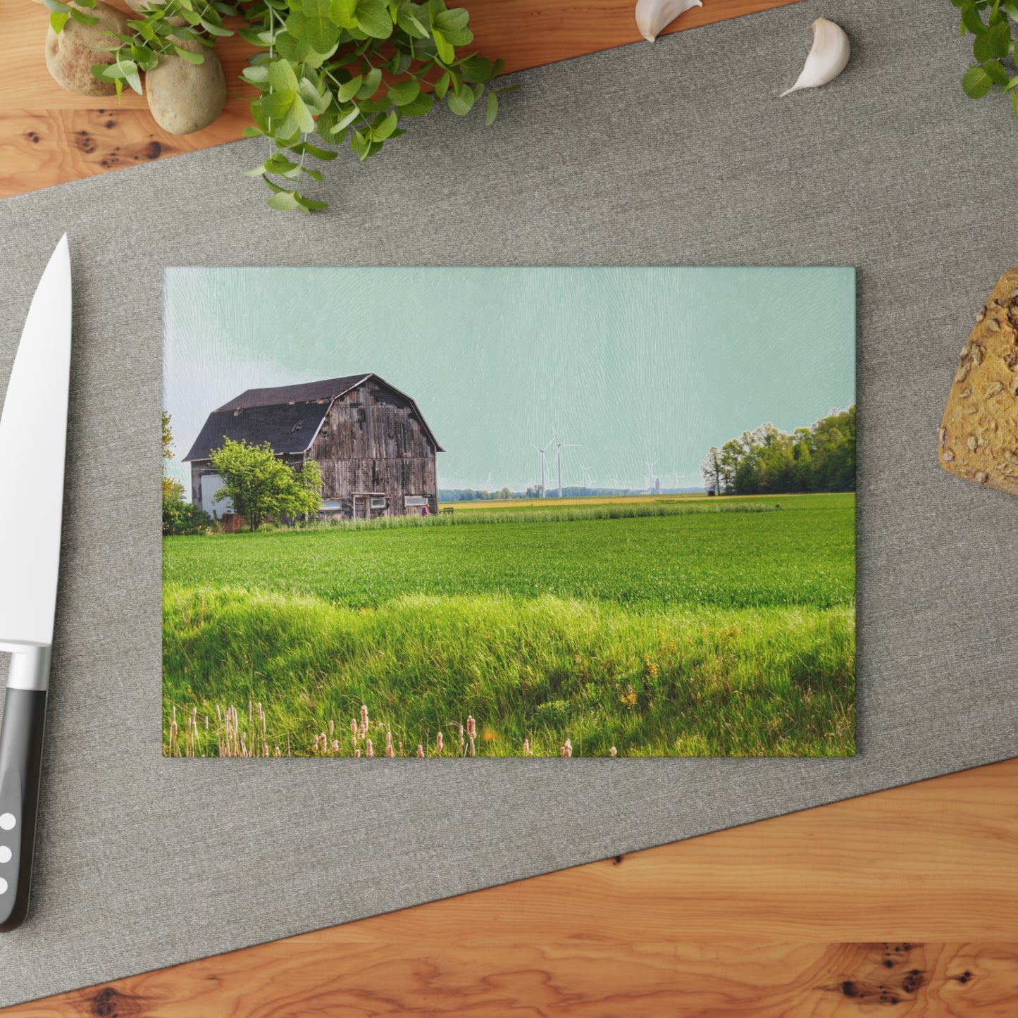 U R There Photography North Graf Road Old Grey Rustic Farmhouse Tempered-Glass Cutting Board