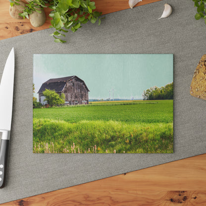 U R There Photography North Graf Road Old Grey Rustic Farmhouse Tempered-Glass Cutting Board