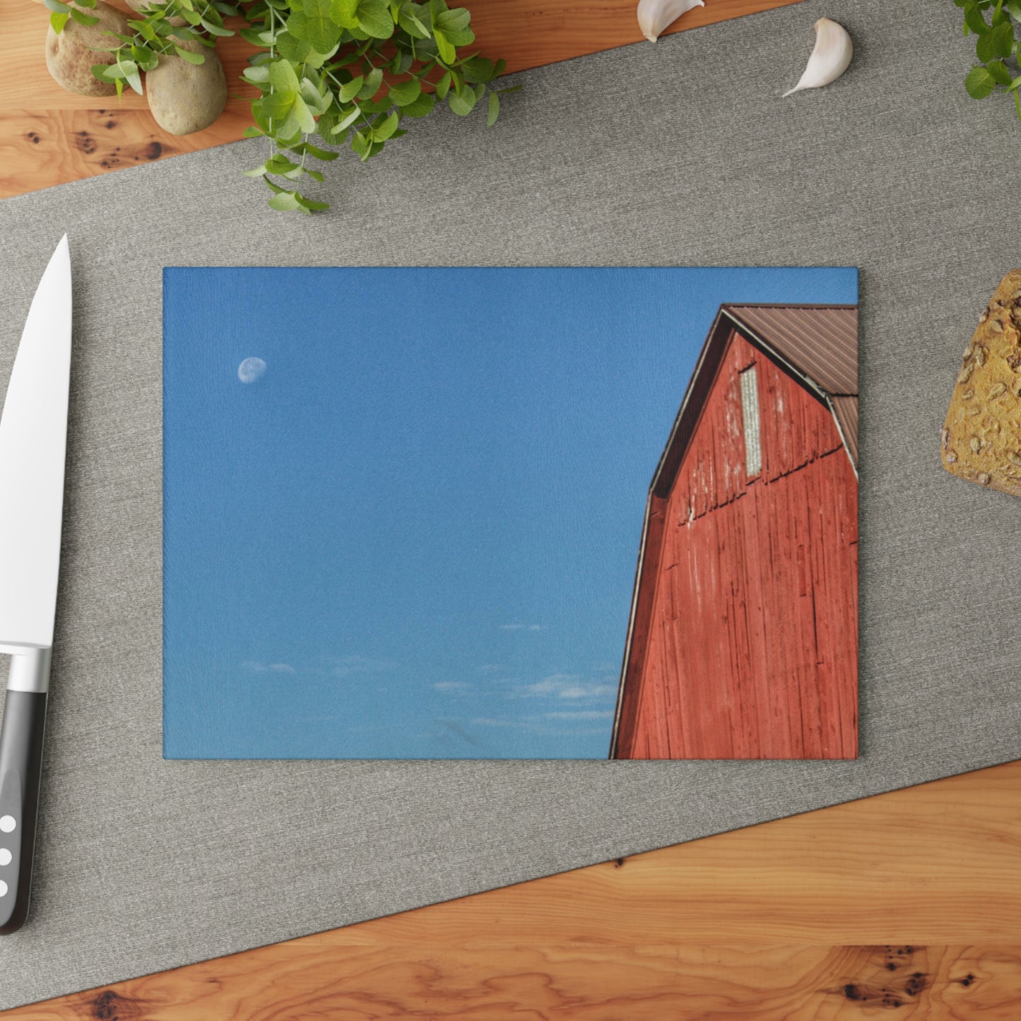 U R There Photography Fargo Road Red II Rustic Farmhouse Tempered-Glass Cutting Board