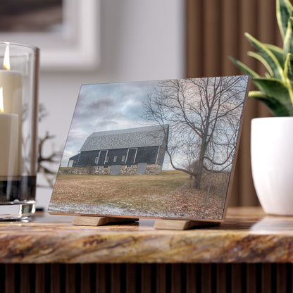 Attica Road Black Rustic Farmhouse Decorative Ceramic Tile 6" × 8" Matte