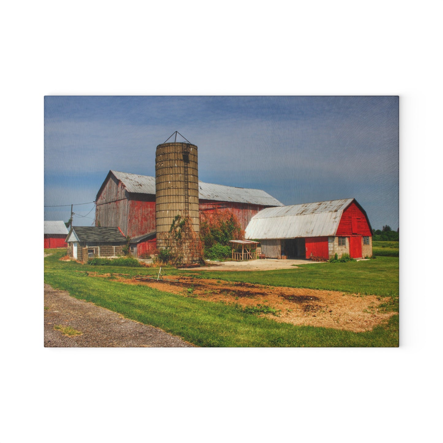U R There Photography Marlette Red IV Rustic Farmhouse Tempered-Glass Cutting Board