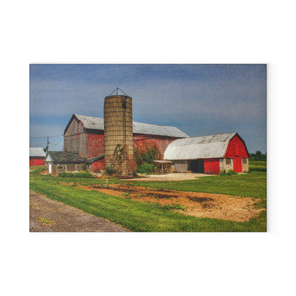 U R There Photography Marlette Red IV Rustic Farmhouse Tempered-Glass Cutting Board