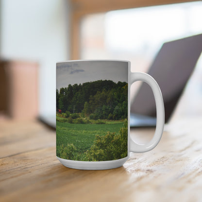 Rustic Farmhouse Coffee Mug Featuring Across the Field in Silverwood