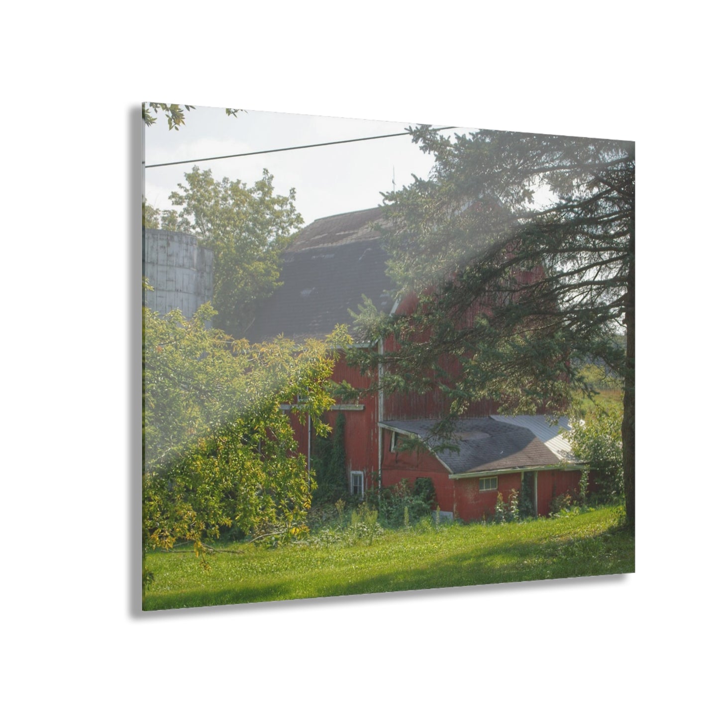U R There Photography Grey Road Red Rustic Farmhouse Acrylic Wall Print