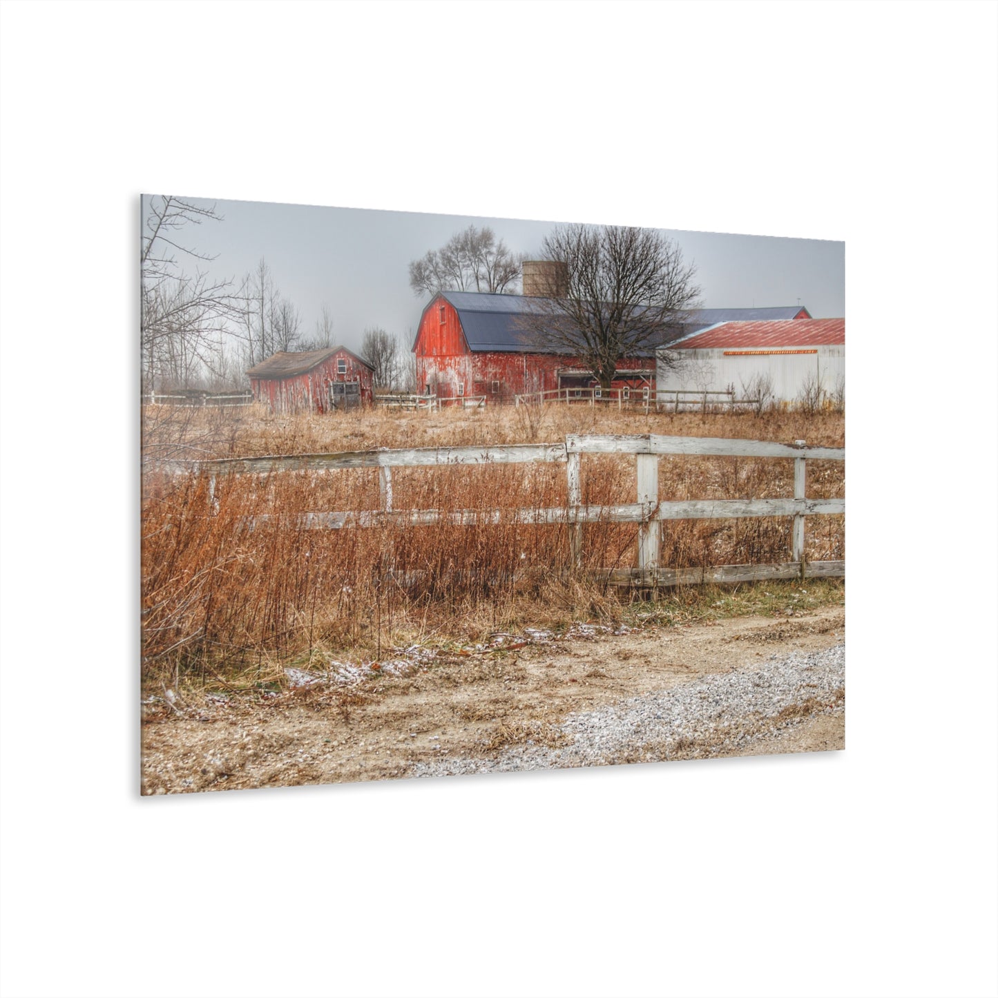 U R There Photography Mound Road Reds Rustic Farmhouse Acrylic Wall Print
