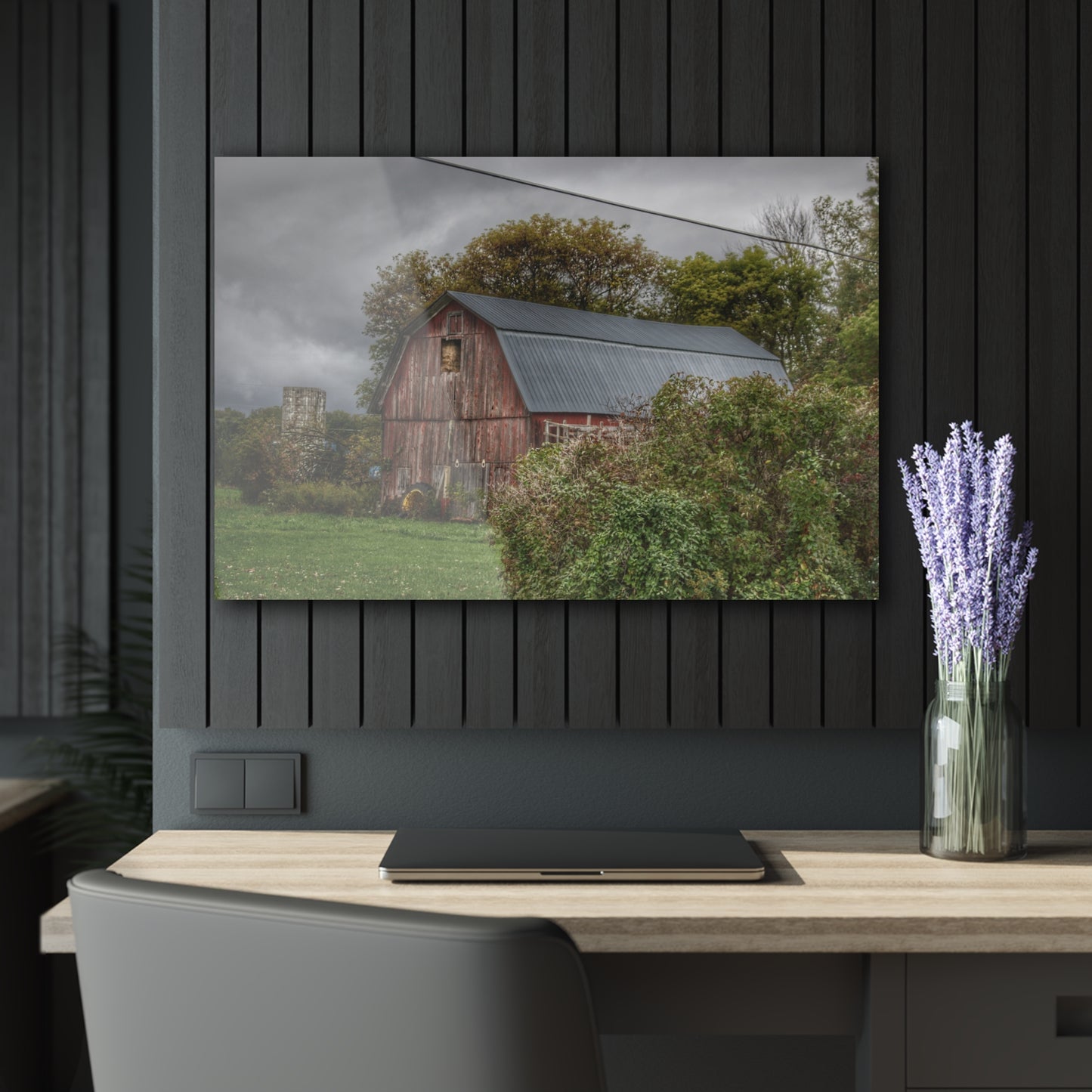 U R There Photography North Clio Road Red Rustic Farmhouse Acrylic Wall Print