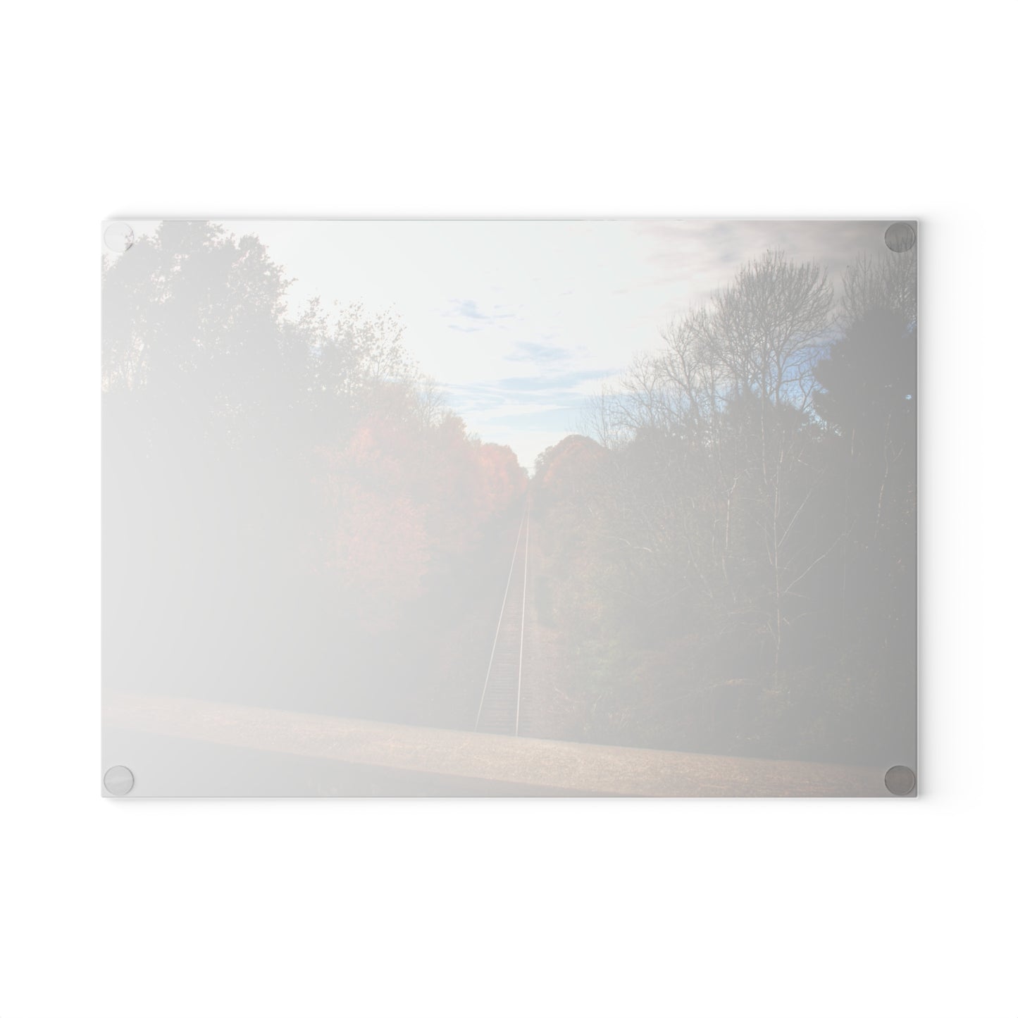 U R There Photography Above the Tracks in Vassar Rustic Farmhouse Tempered-Glass Cutting Board