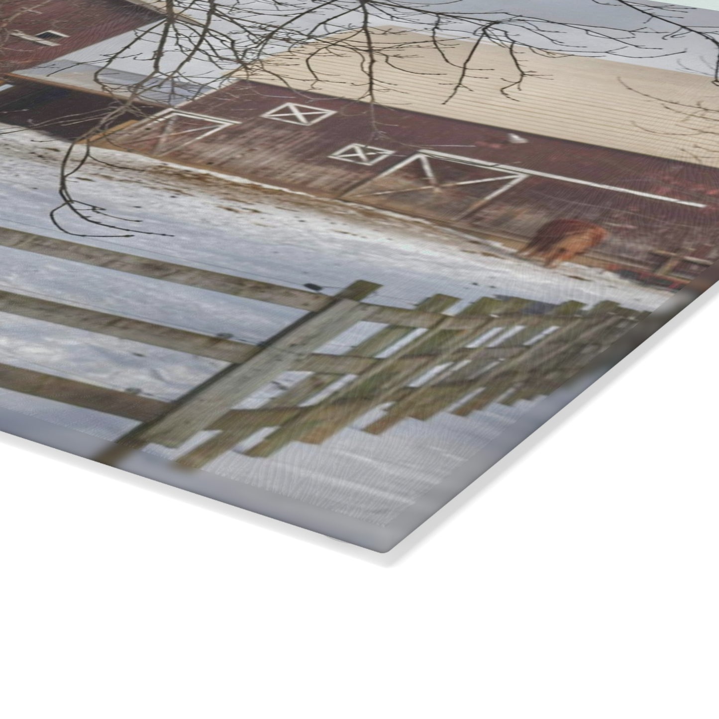 U R There Photography Ebeling Brown Rustic Farmhouse Tempered-Glass Cutting Board