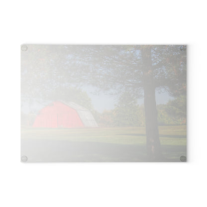 U R There Photography Peppermill Road Hidden Red Rustic Farmhouse Tempered-Glass Cutting Board