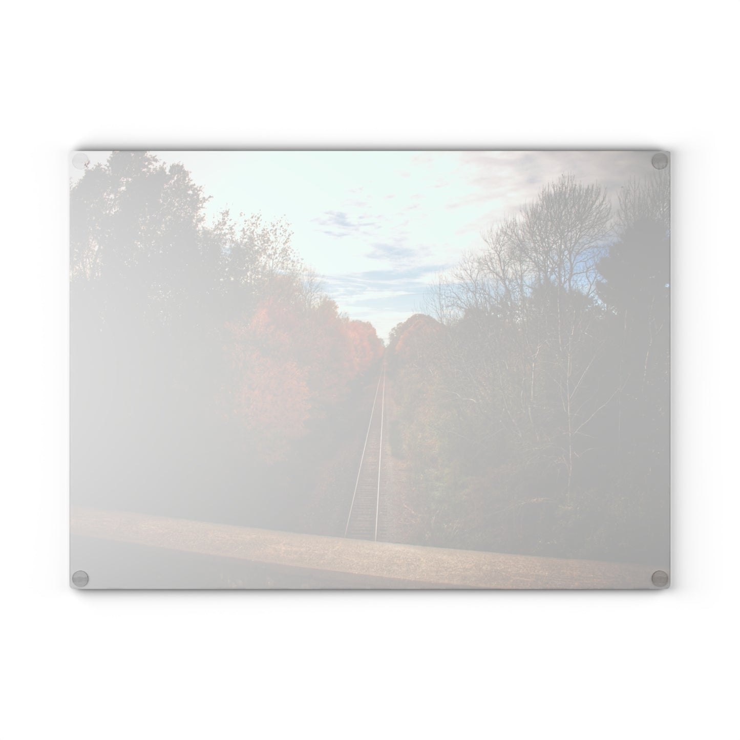 U R There Photography Above the Tracks in Vassar Rustic Farmhouse Tempered-Glass Cutting Board