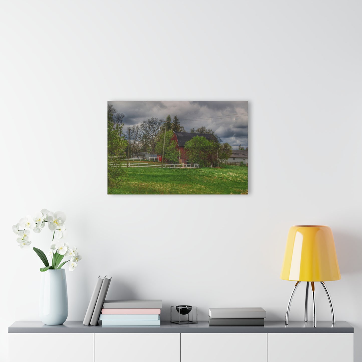U R There Photography Hassler Lake Hidden Red Rustic Farmhouse Acrylic Wall Print