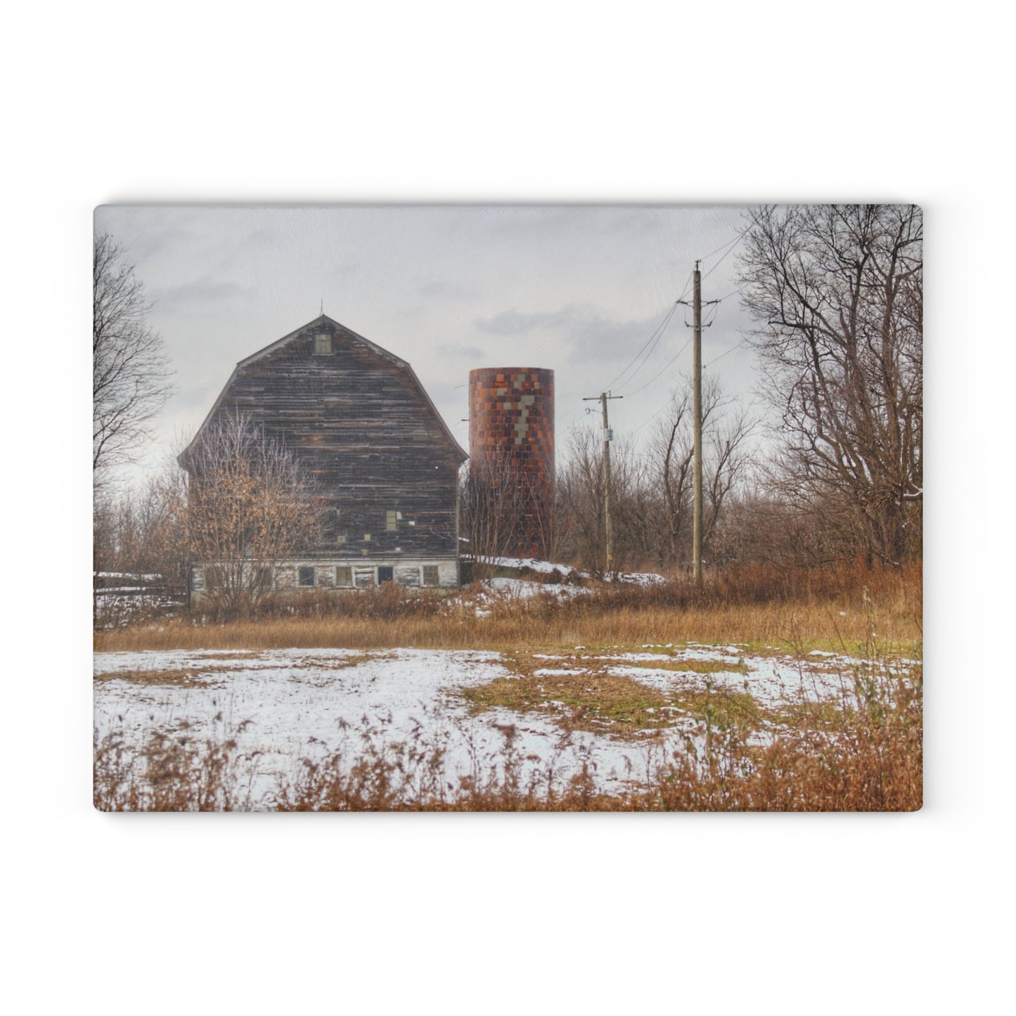 U R There Photography Secord Lake Road Grey Rustic Farmhouse Tempered-Glass Cutting Board