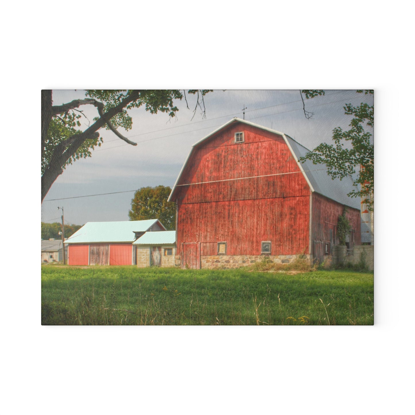 U R There Photography Crawford Road Red II Rustic Farmhouse Tempered-Glass Cutting Board