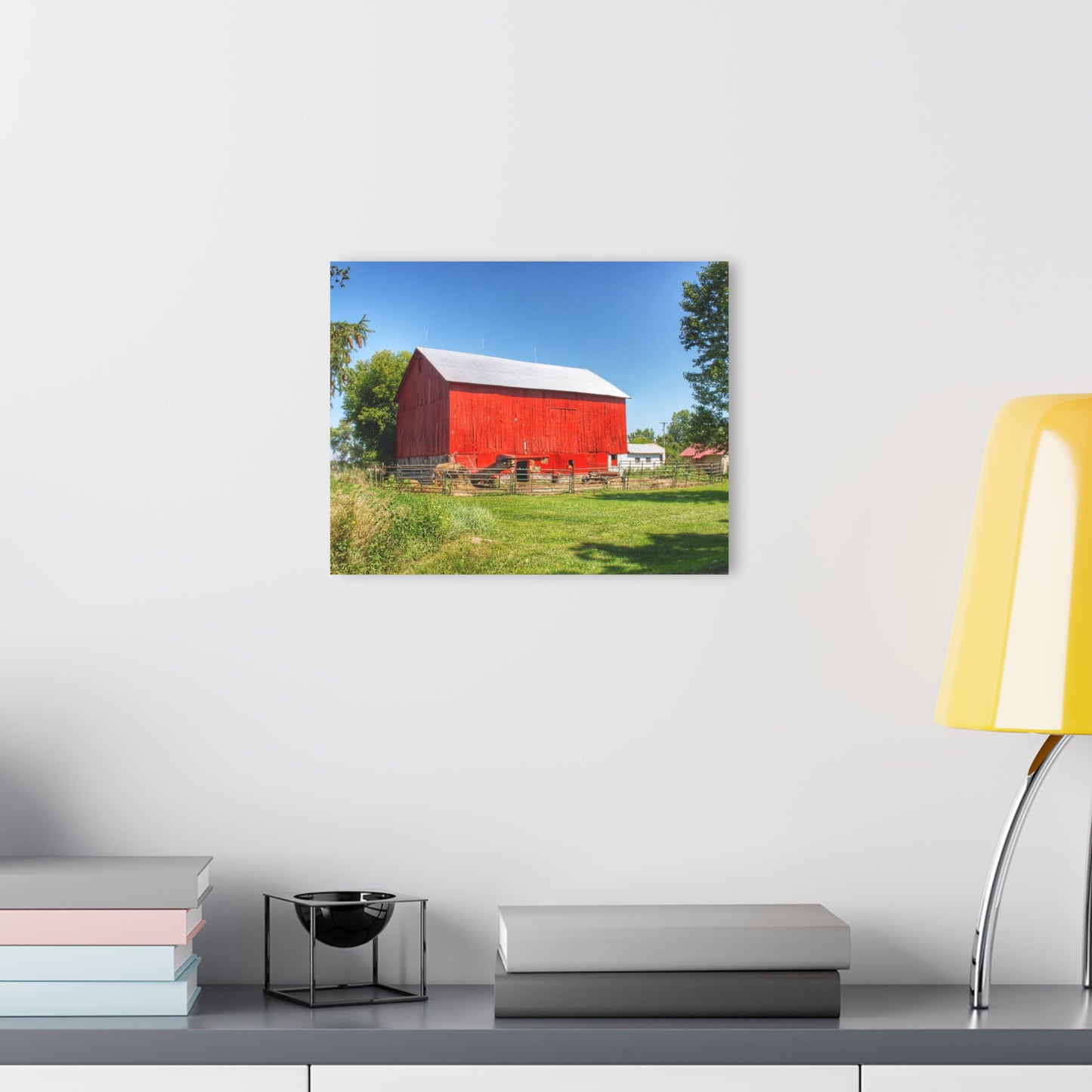U R There Photography Harris Road Red Rustic Farmhouse Acrylic Wall Print