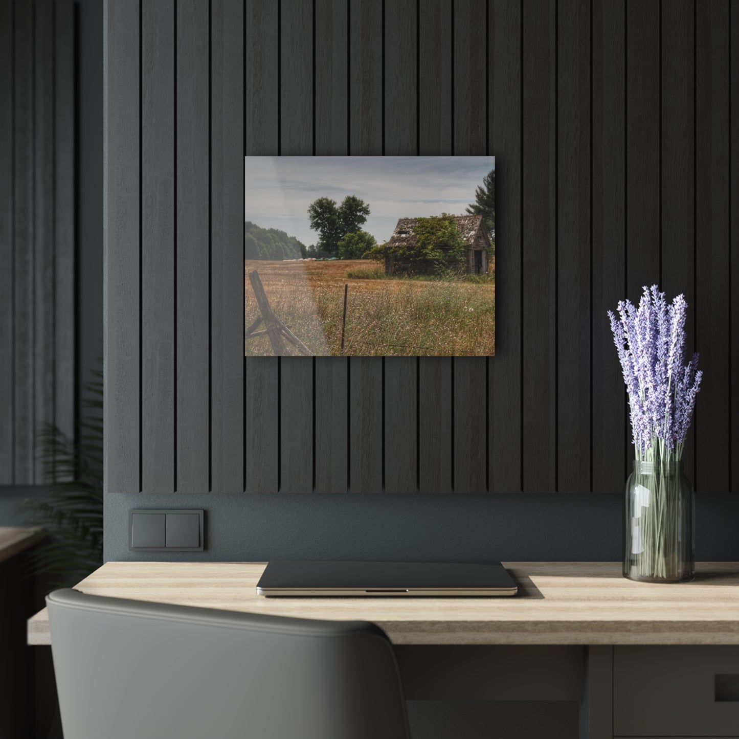 U R There Photography U R There Photography Waterman Road Shack Beyond the Fence Rustic Farmhouse Acrylic Wall Print
