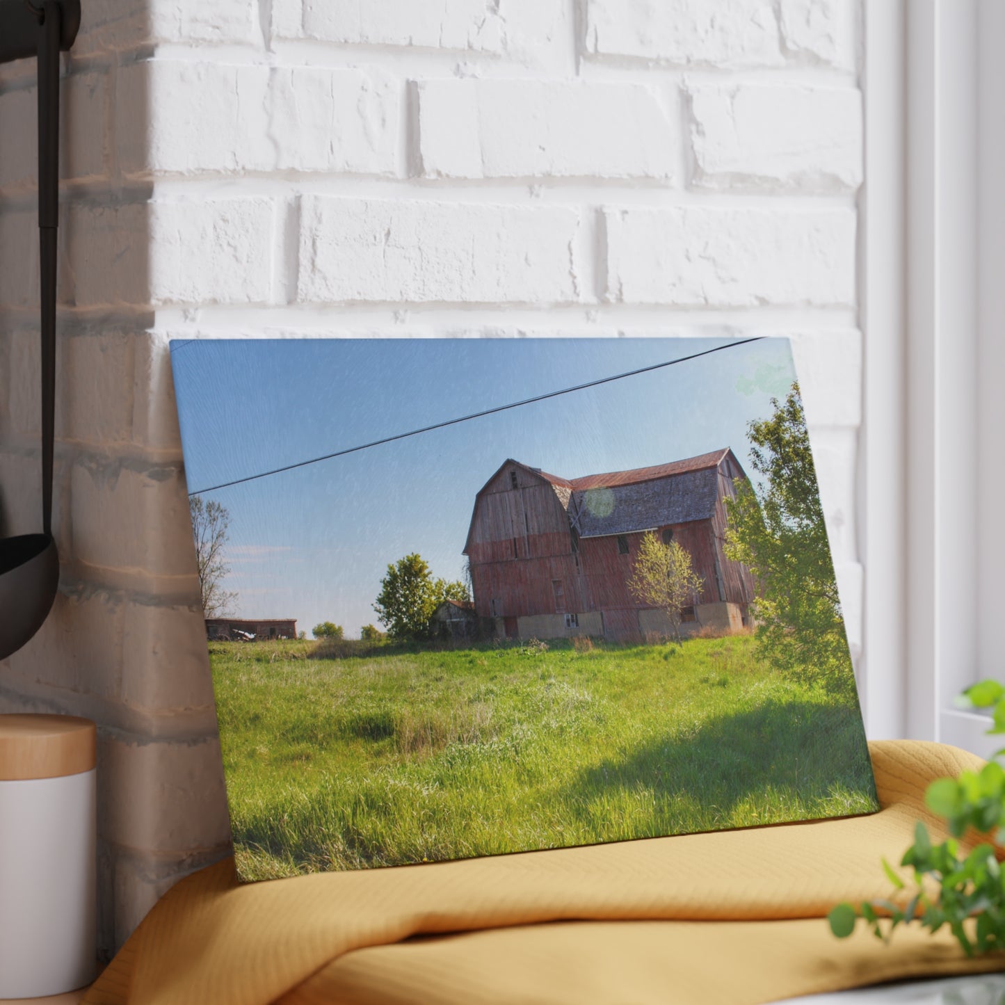 U R There Photography Leslie Road Red I Rustic Farmhouse Tempered I-Glass Cutting Board 8"x 11"