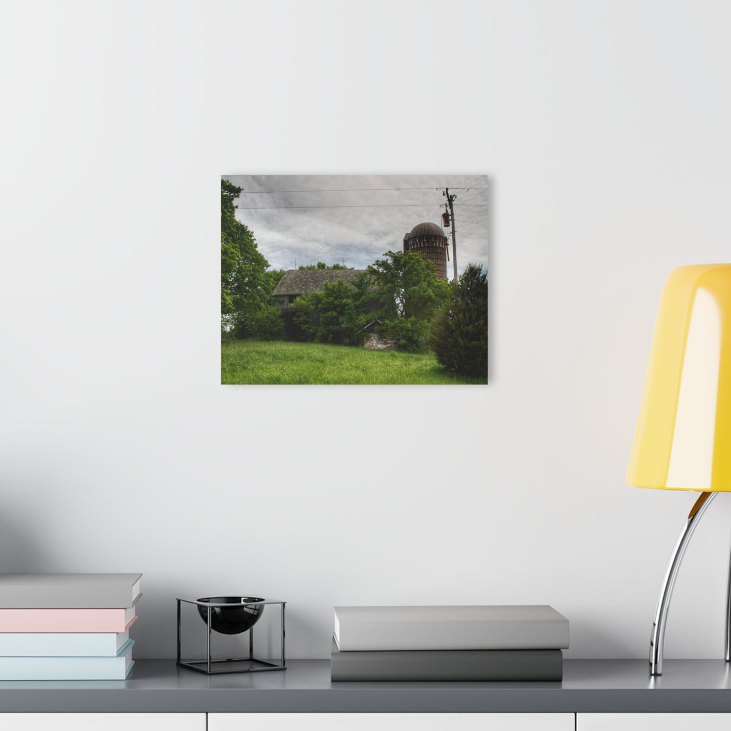 U R There Photography Higgins Road Greys Beyond the Greens Rustic Farmhouse Acrylic Wall Print