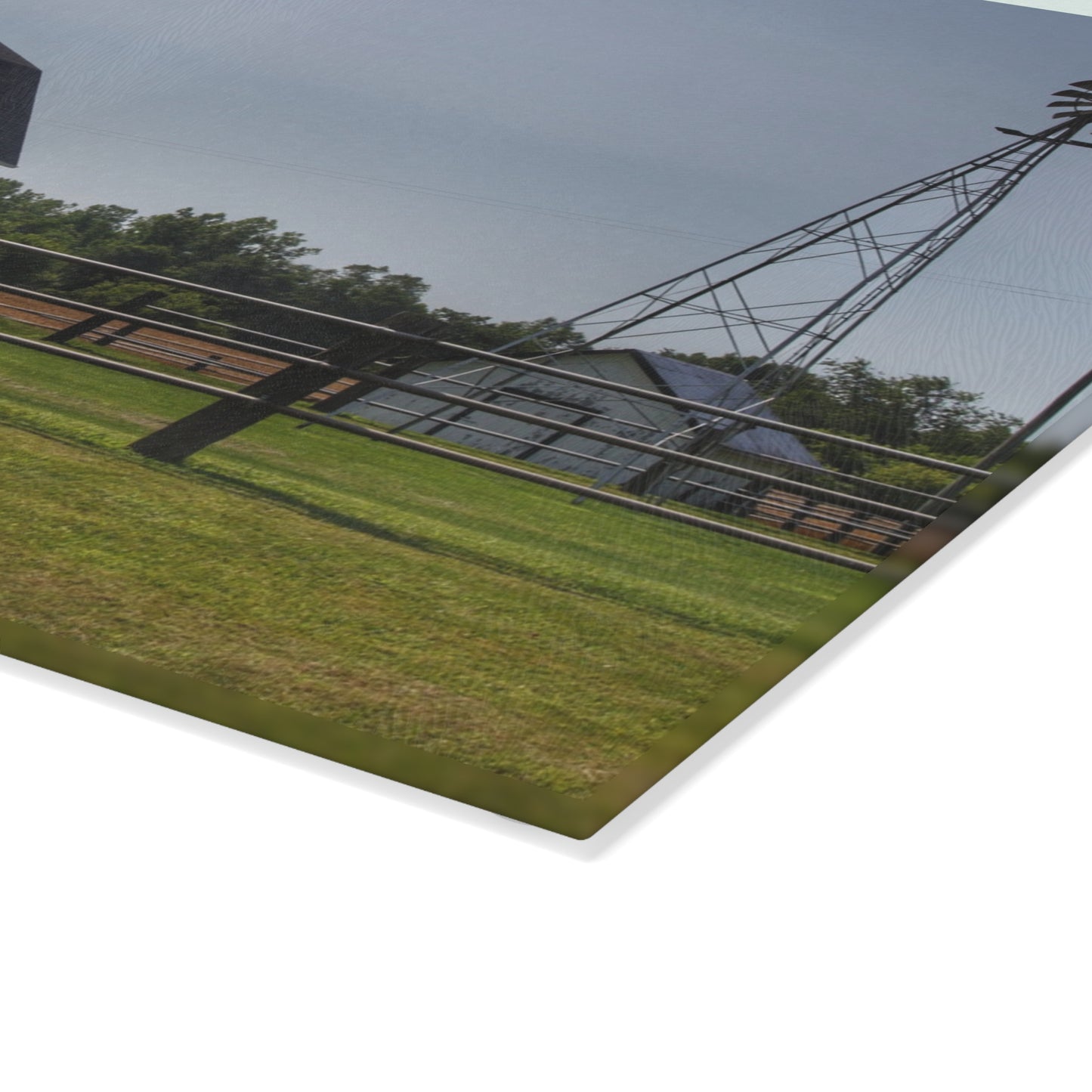 U R There Photography M-90 White and Windmill II Rustic Farmhouse Tempered-Glass Cutting Board