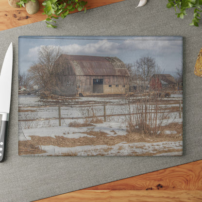 U R There Photography Babcock Road Red Rustic Farmhouse Tempered-Glass Cutting Board