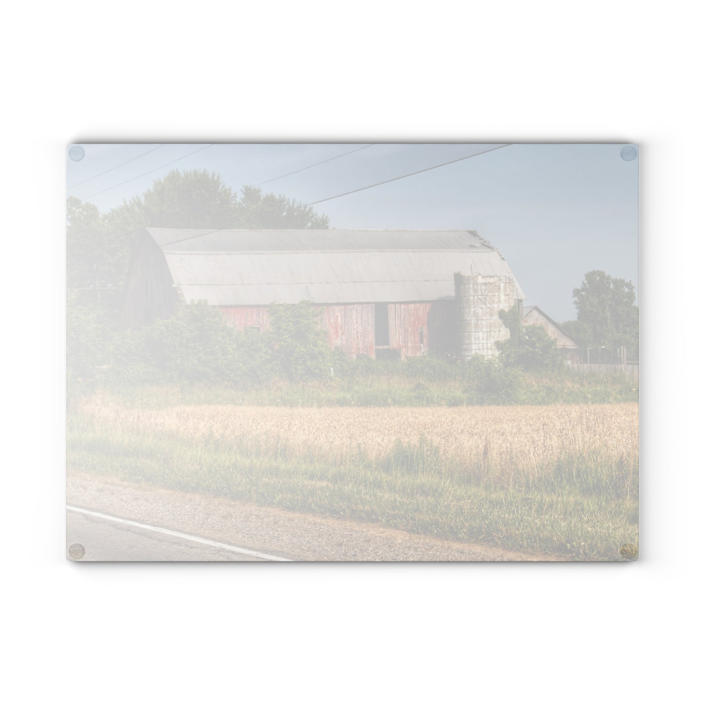 U R There Photography Dodge Road Old Red Rustic Farmhouse Tempered-Glass Cutting Board